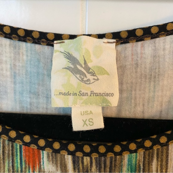 Anthropologie women’s top cap sleeves stretchy bohemian pattern size XS - Picture 4 of 6